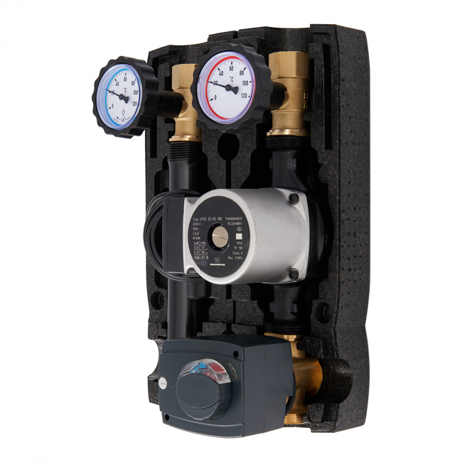 Насосная группа Hoobs DN25 (1"ВР х 1 1/2"НР) с 3-х ход. клапаном с насосом UPSO25-65 и сервоприводом