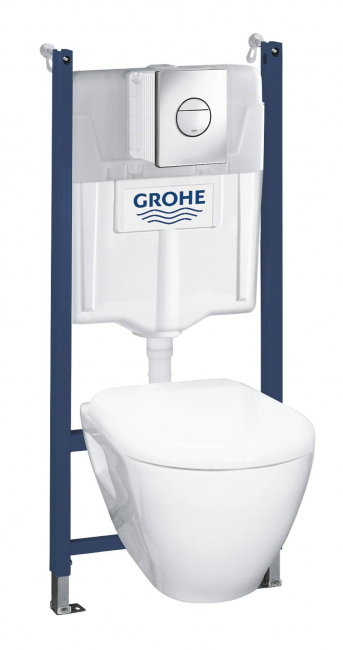 Набор инсталляция GROHE Solido с подвесным унитазом Serel и панелью смыва Nova Cosmopolitan, хром Набор инсталляция GROHE Solido с подвесным унитазом Serel и панелью смыва Nova Cosmopolitan, хром