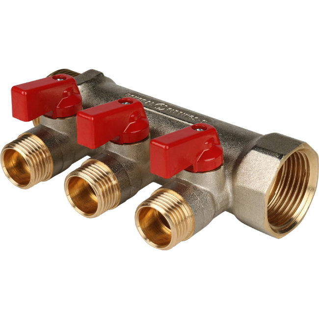 Коллектор 3 отвода с шаровыми кранами STOUT 1" 1/2" (SMB 6200 011203) в Нижнем Новгороде